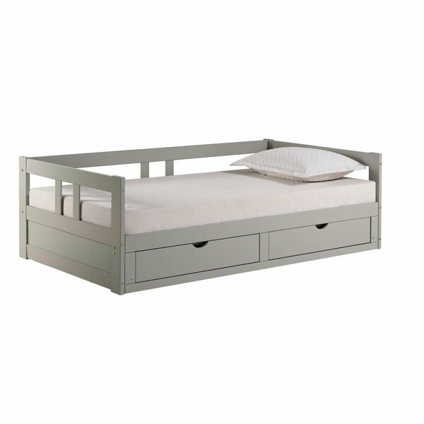 Kd Cama De Bebe Melody Twin to King Extendable Day Bed with Storage Dove Gray KD3251406
